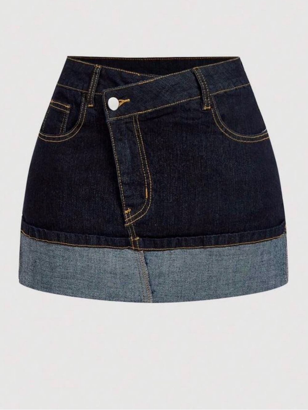 SHEIN dark wash denim mini skirt
